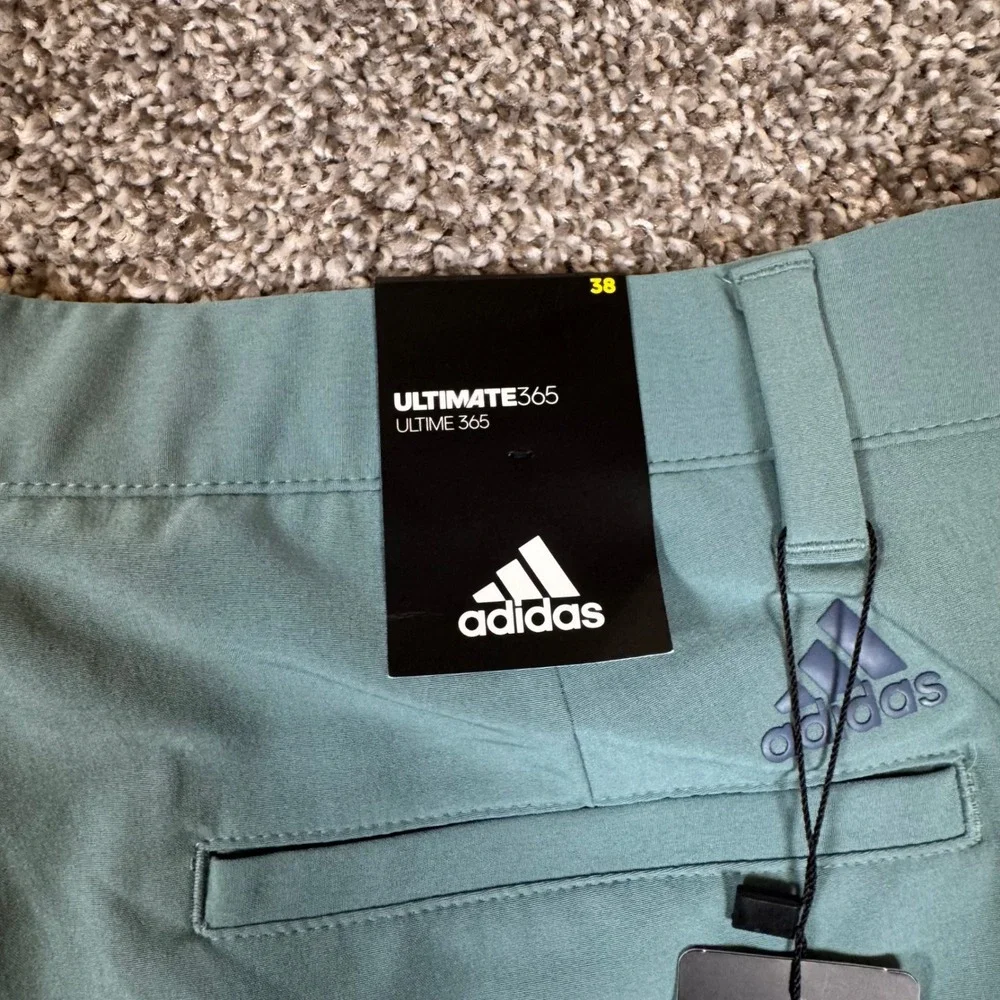 Adidas Mens ULT 365 Short Golf Shorts Size 38 Green Flat Front Chinos‎